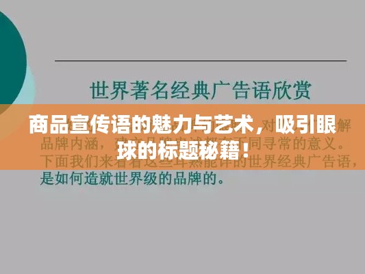商品宣传语的魅力与艺术，吸引眼球的标题秘籍！