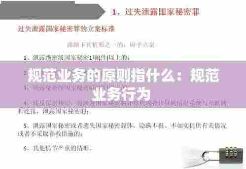 规范业务的原则指什么:规范业务行为