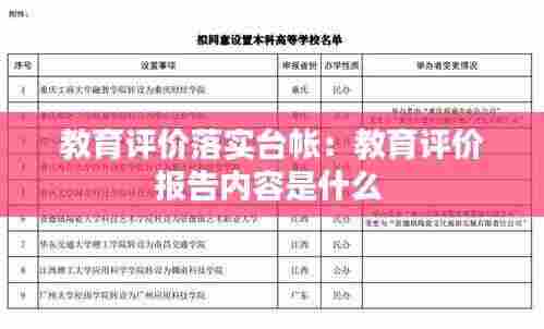 教育评价落实台帐:教育评价报告内容是什么