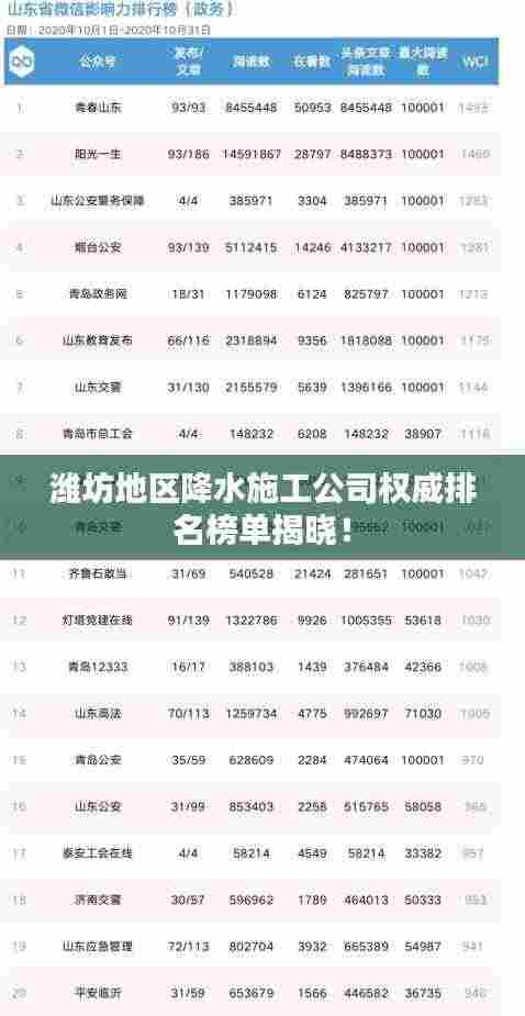 潍坊地区降水施工公司权威排名榜单揭晓!
