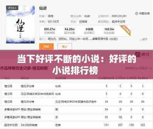 当下好评不断的小说：好评的小说排行榜 
