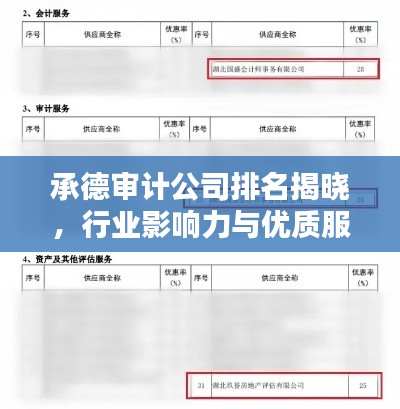 承德审计公司排名揭晓,行业影响力与优质服务一览